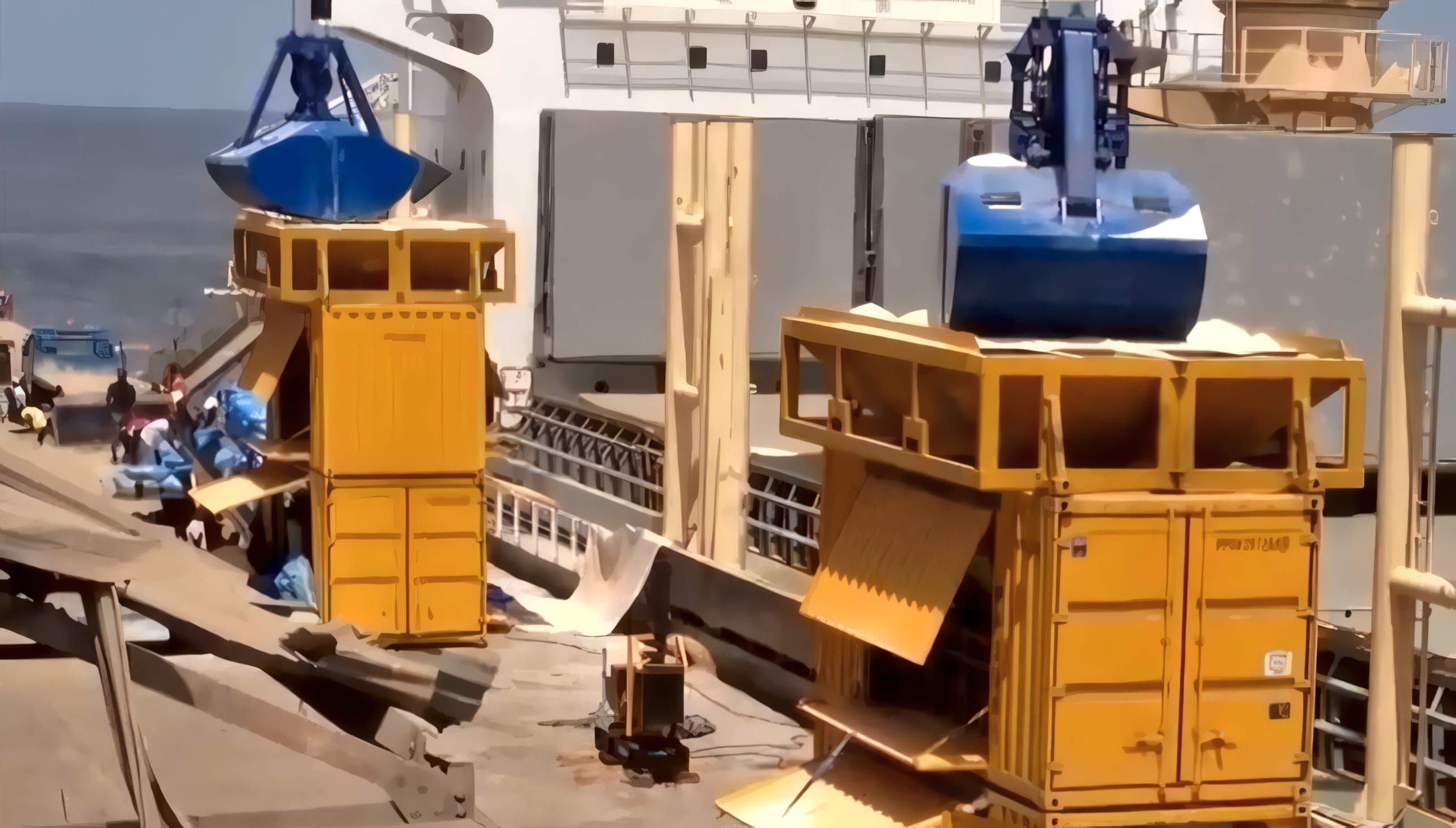 Loading Docks in Port Sudan with Yellow Machinery